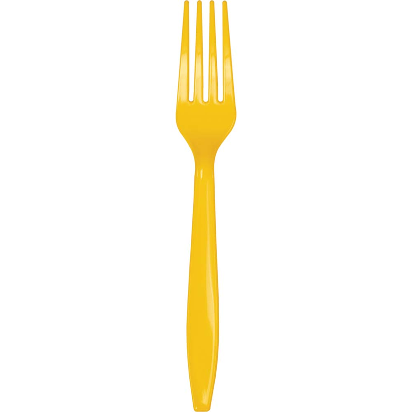 party supplies plastic premium fork school bus yellow