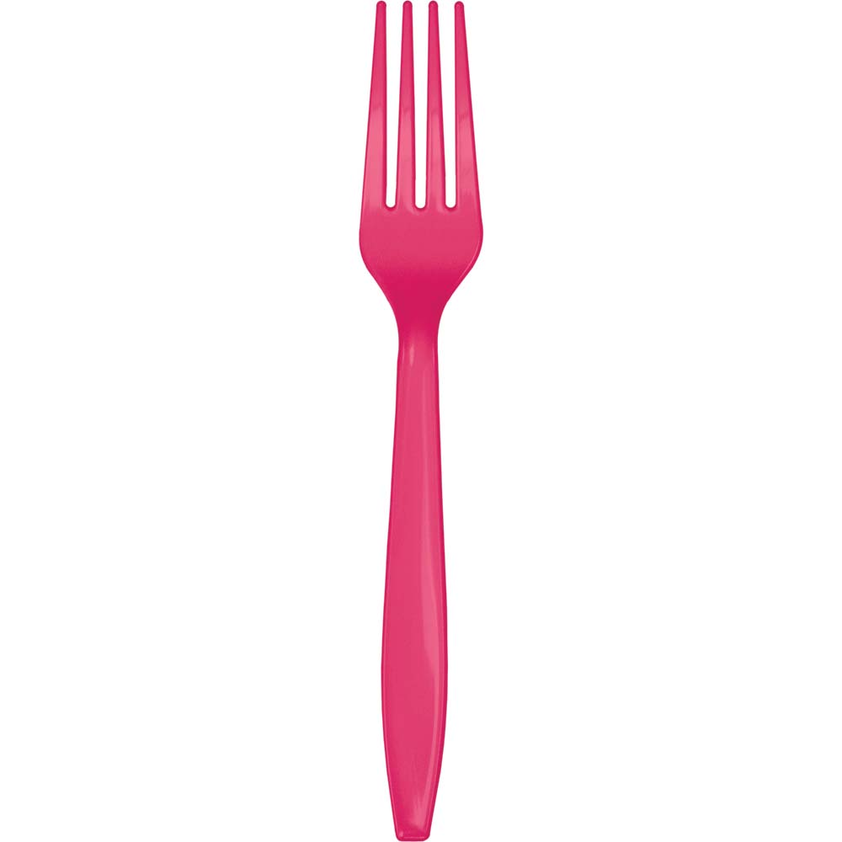 party supplies plastic premium fork hot magenta