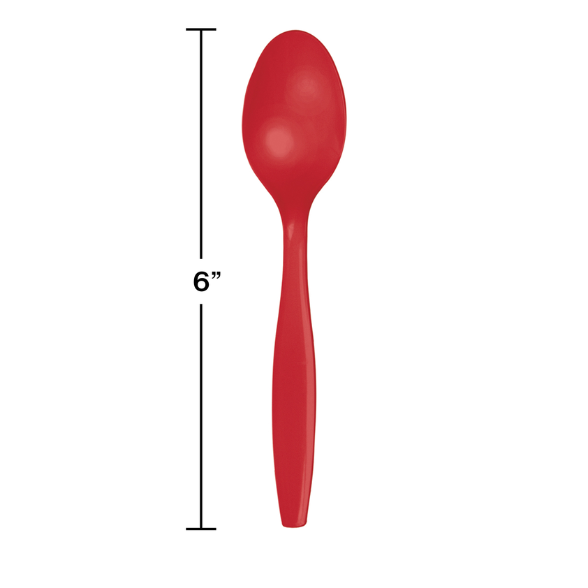 party supplies premium plastic spoon classic red