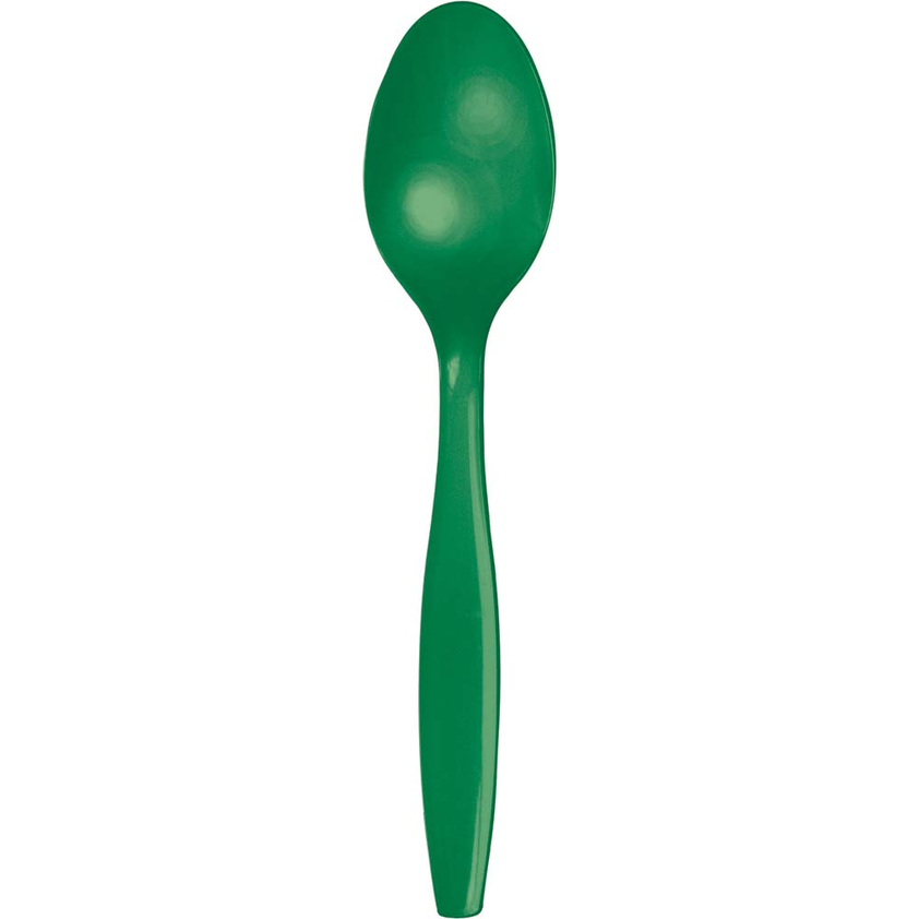 party supplies premium plastic spoon emerald green