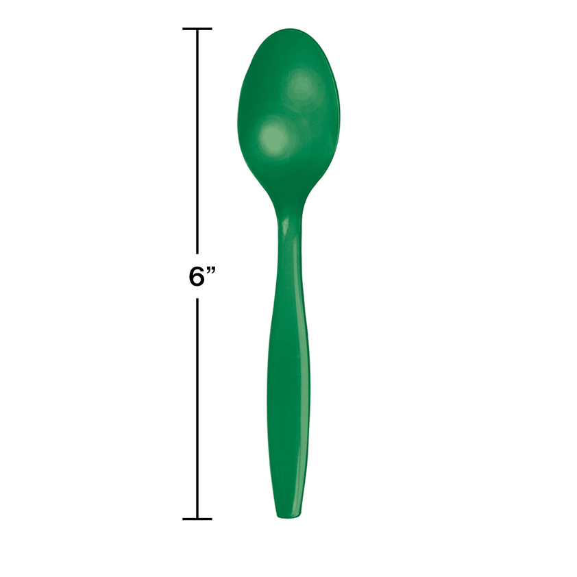 party supplies premium plastic spoon emerald green