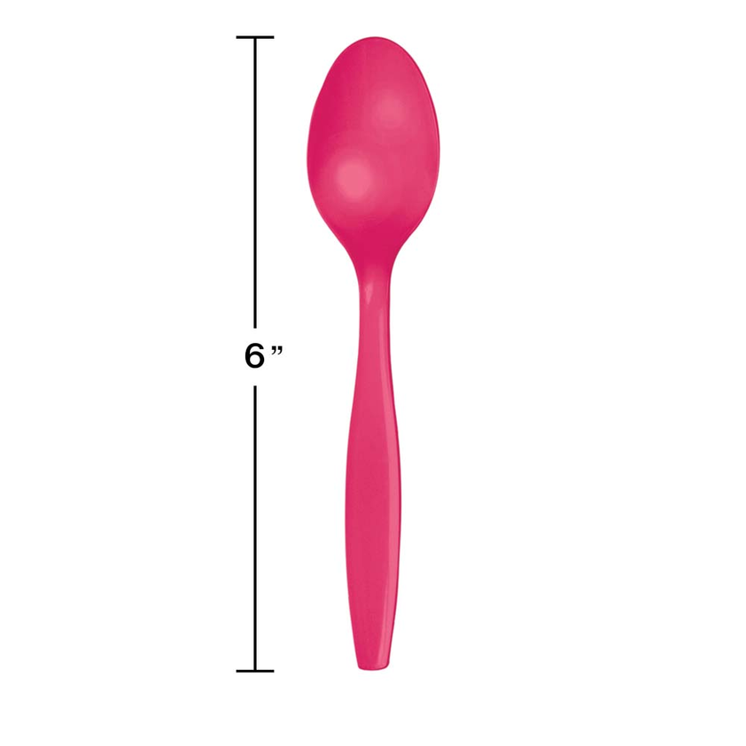 party supplies premium plastic spoon hot magenta