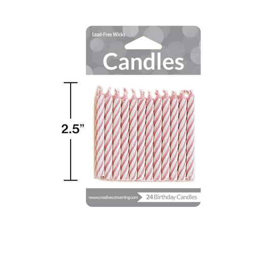 party supplies Striped candle pink