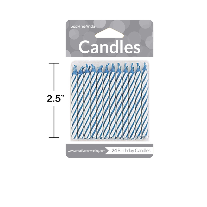 party supplies Striped candle blue