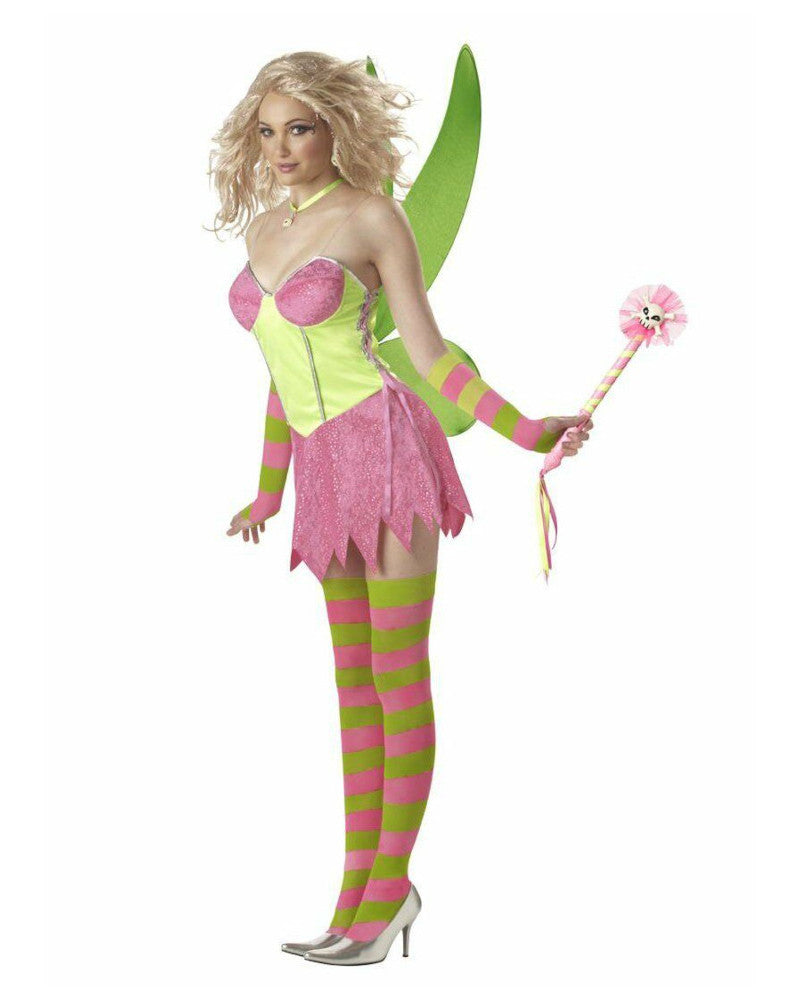 Tinkerbell Fairy Rebel Toons Adult Costume pink green wings