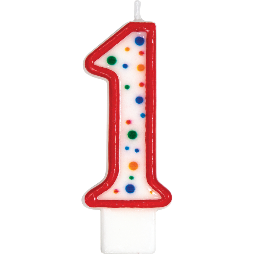 birthday candle number polka dot one