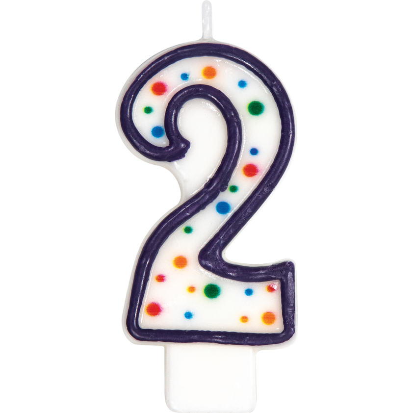 birthday candle number polka dot two