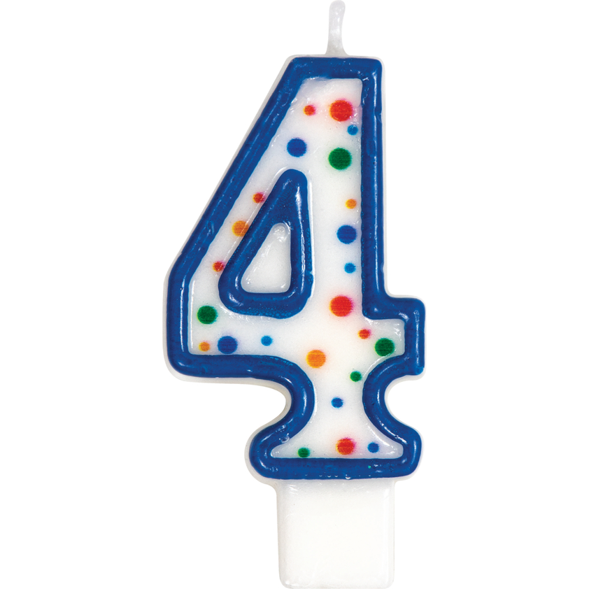 birthday candle number polka dot four