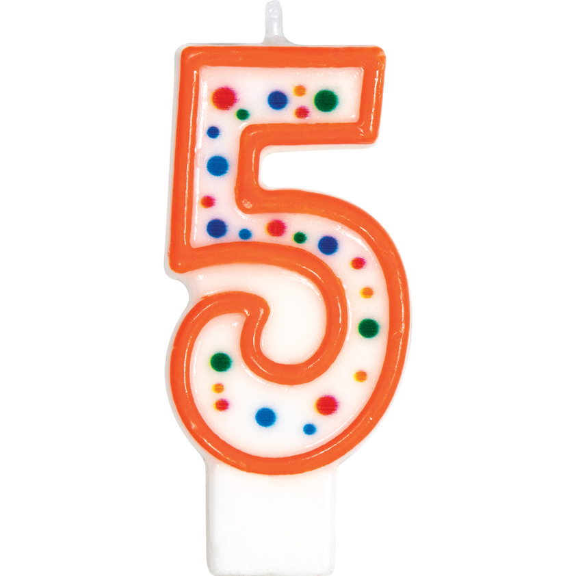birthday candle number polka dot five