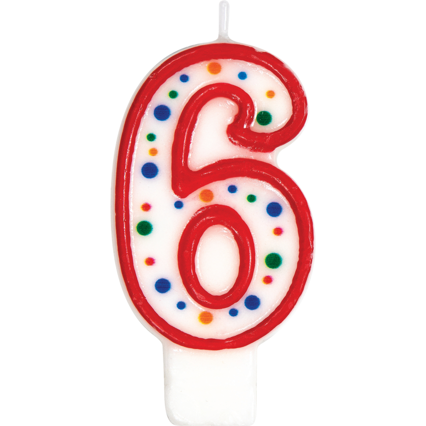 birthday candle number polka dot six