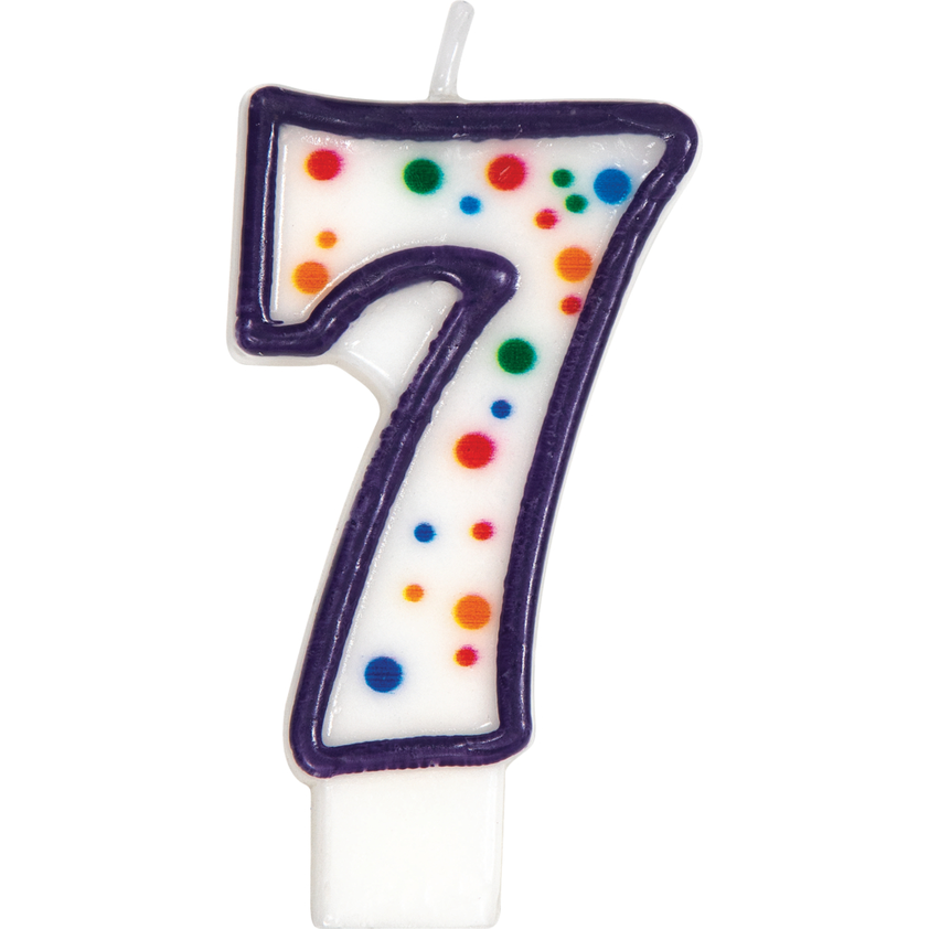 birthday candle number polka dot seven