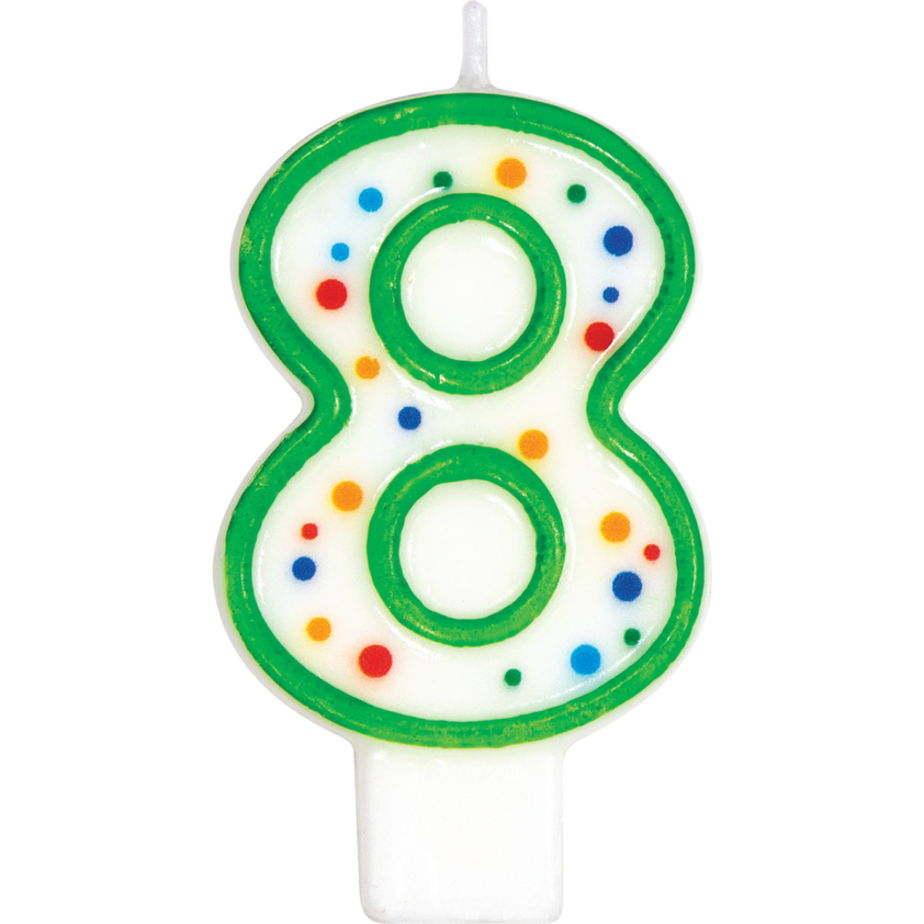 birthday candle number polka dot eight