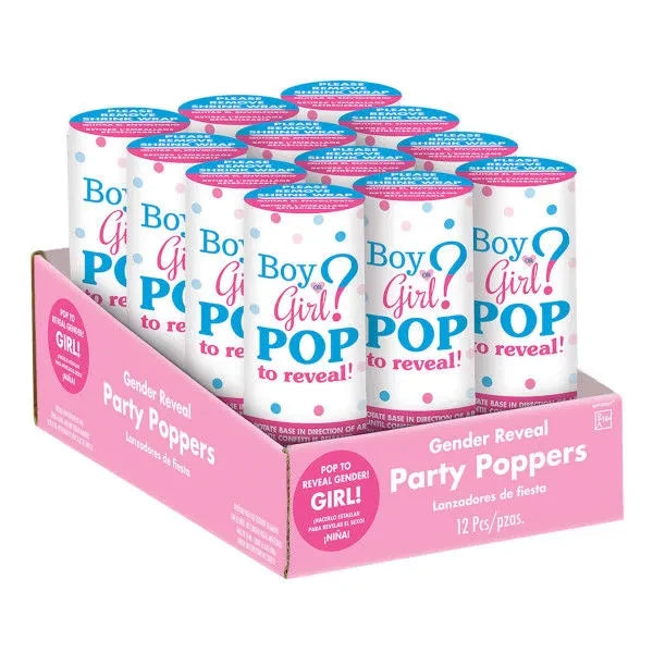 party popper gender reveal girl pink