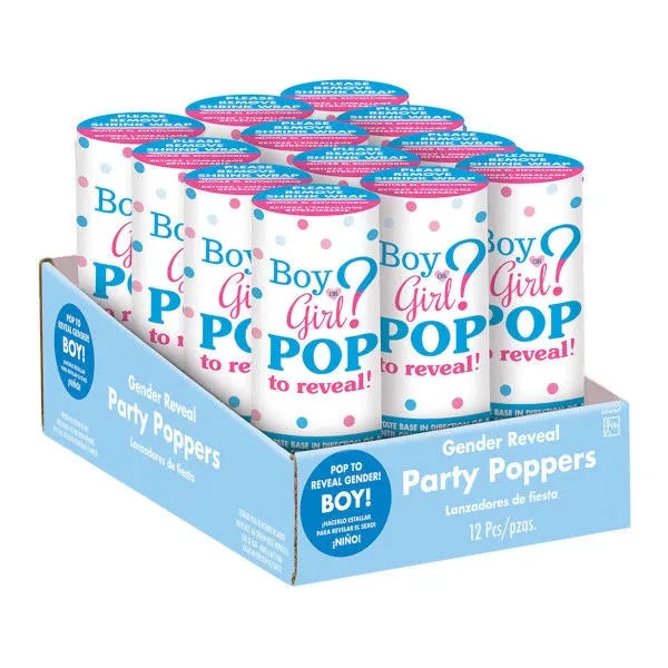 popper party gender reveal confetti blue boy