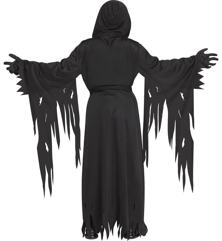 Silent Screamer Ghoul Ghost Child Costume PVC 1/2 Mask Hooded Robe Belt Gloves