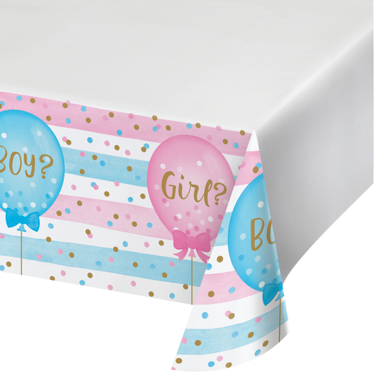 party supplies Gender Reveal Balloons Border Print Plastic Table Cover