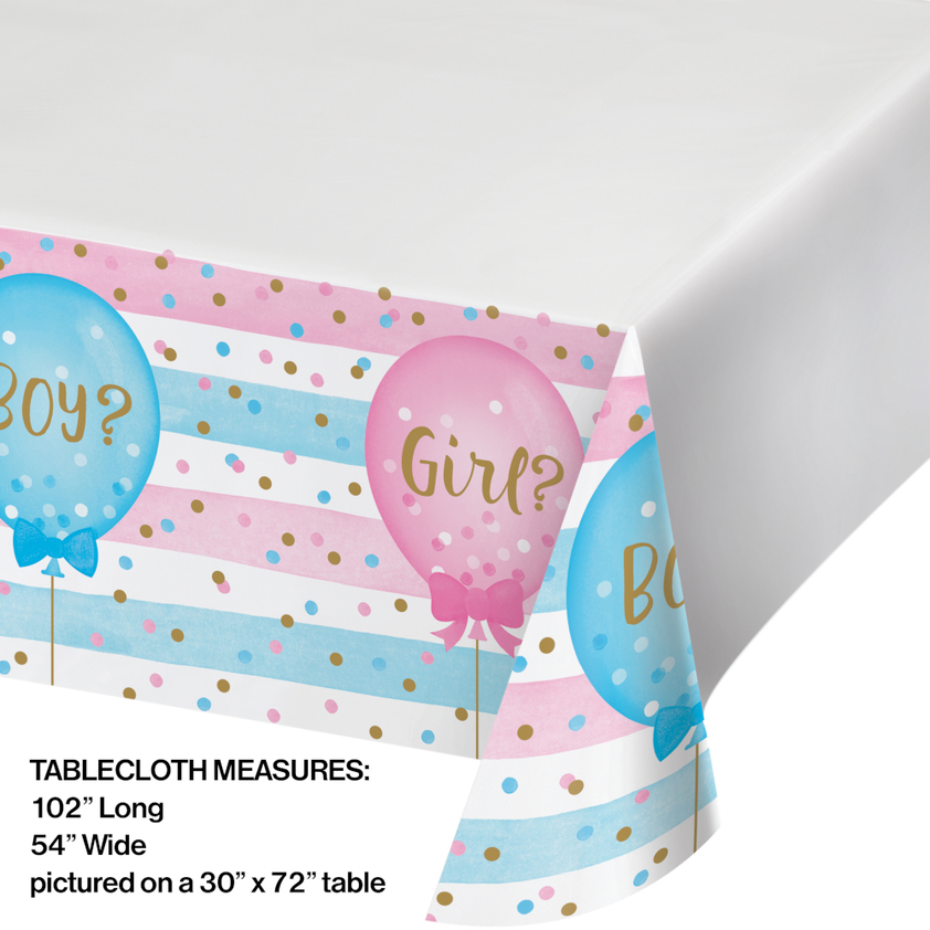 party supplies Gender Reveal Balloons Border Print Plastic Table Cover