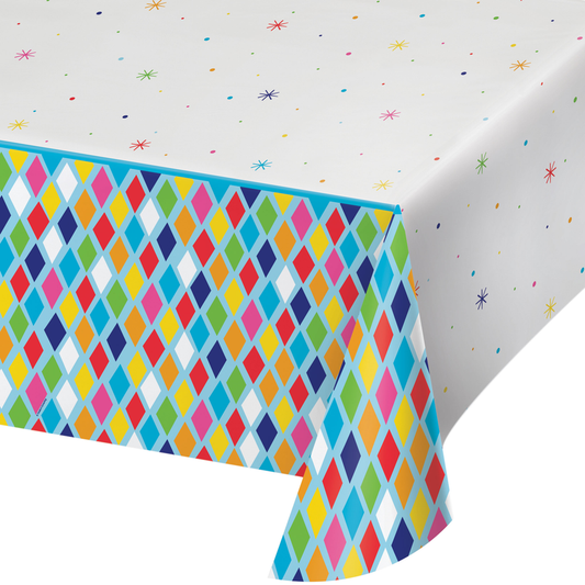 party supplies Bright Birthday All Over Print Plastic Table Cover