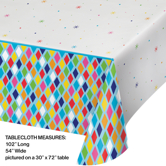 party supplies Bright Birthday All Over Print Plastic Table Cover