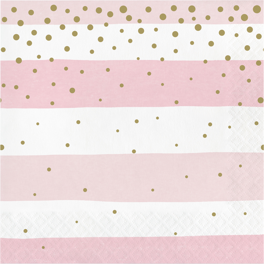 party supplies  Pink and Gold Celebration Stripes Luncheon Napkins