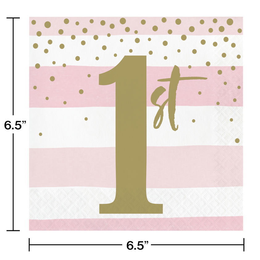 party supplies 1st Birthday Pink and Gold Celebration Luncheon Napkins