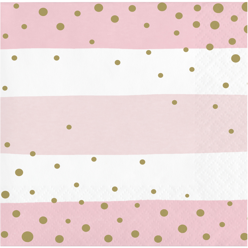 party supplies Pink and Gold Celebration Dots Beverage Napkins