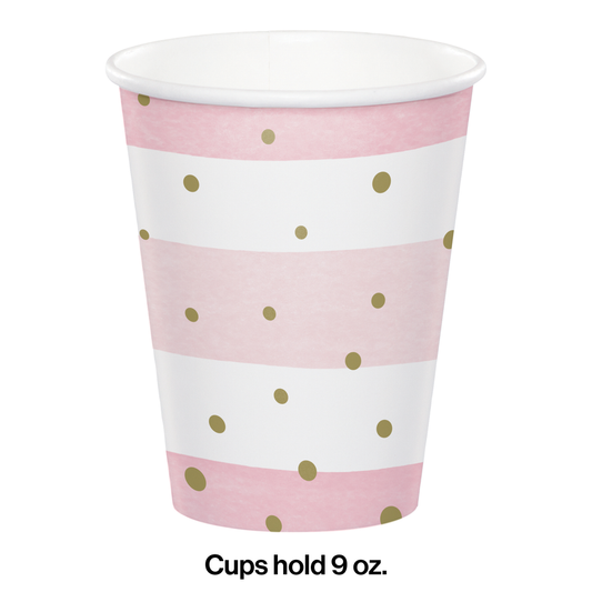 party supplies Pink and Gold Celebration Hot/Cold Cups