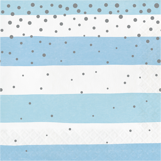 party supplies Blue and Silver Celebration Dots Stripes Luncheon Napkin