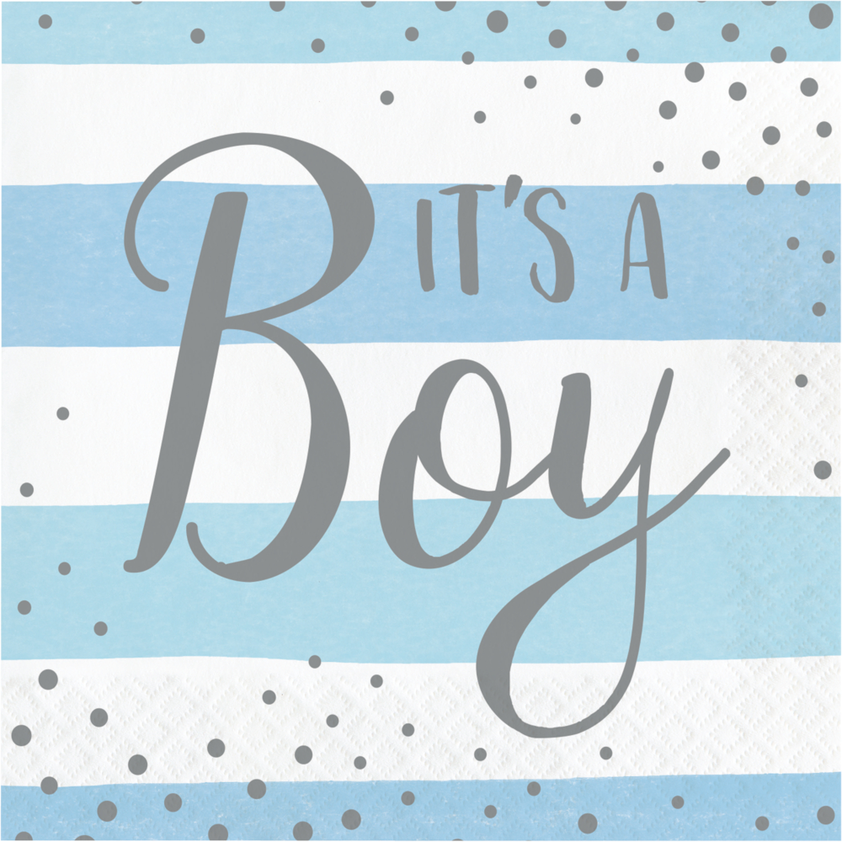 party supplies It's A Boy Blue and Silver Celebration Luncheon Napkins