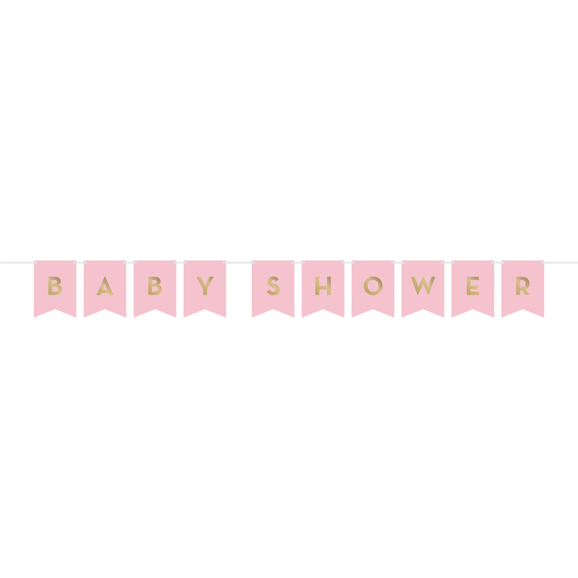 party supplies Pink and Gold Celebration Shaped Banner with Ribbon & Stickers