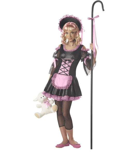 Little Bo Peep Storybook Tween Costume dress bonnet legging black pink