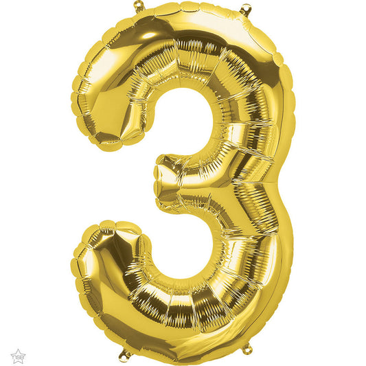 balloon foil number gold three