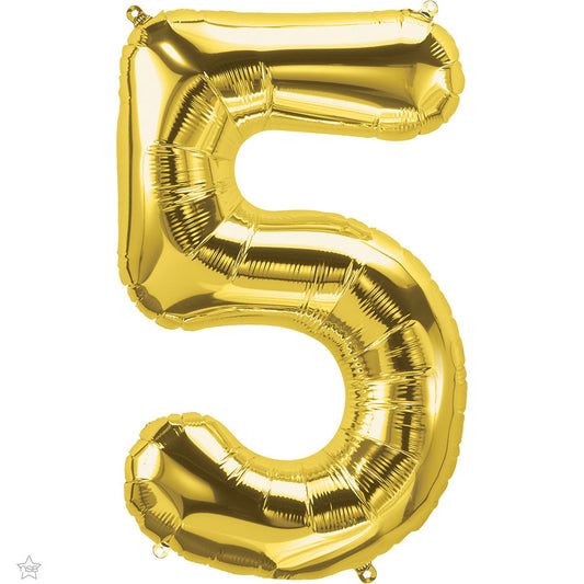 balloon foil number gold five