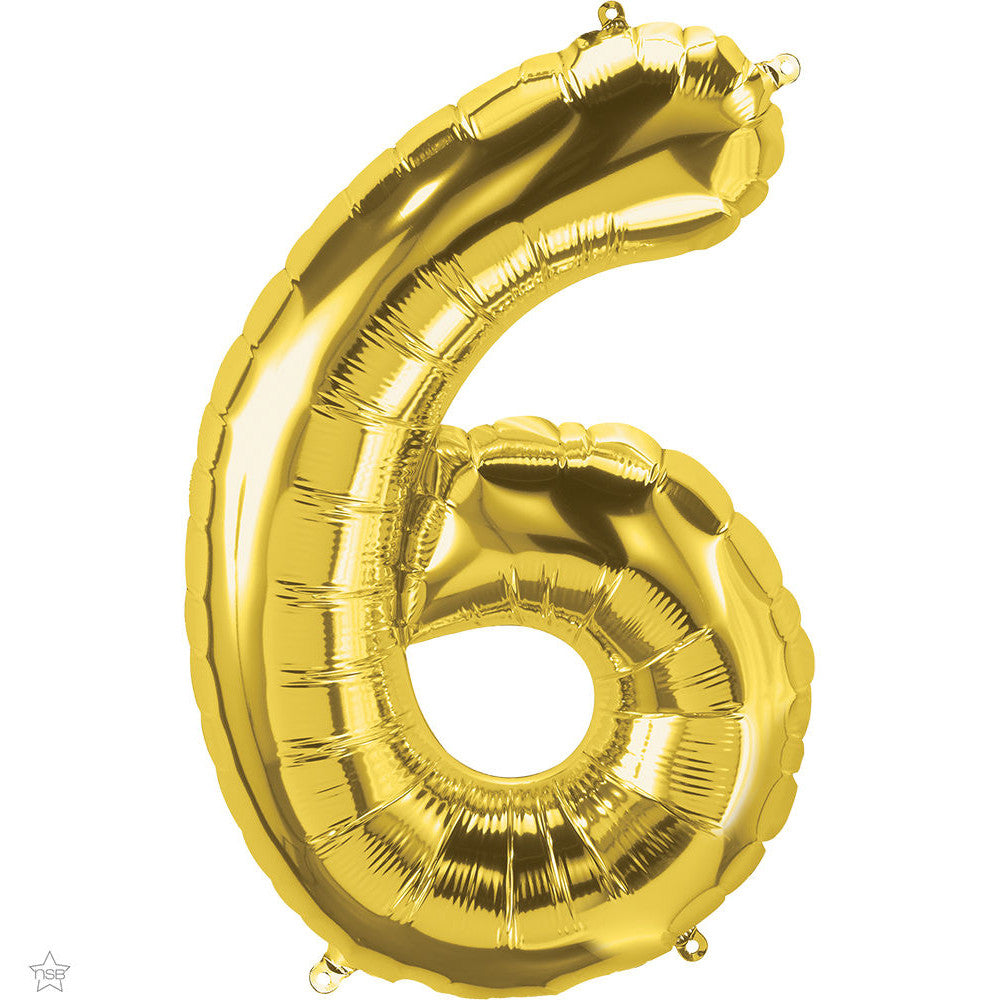 balloon foil number gold six