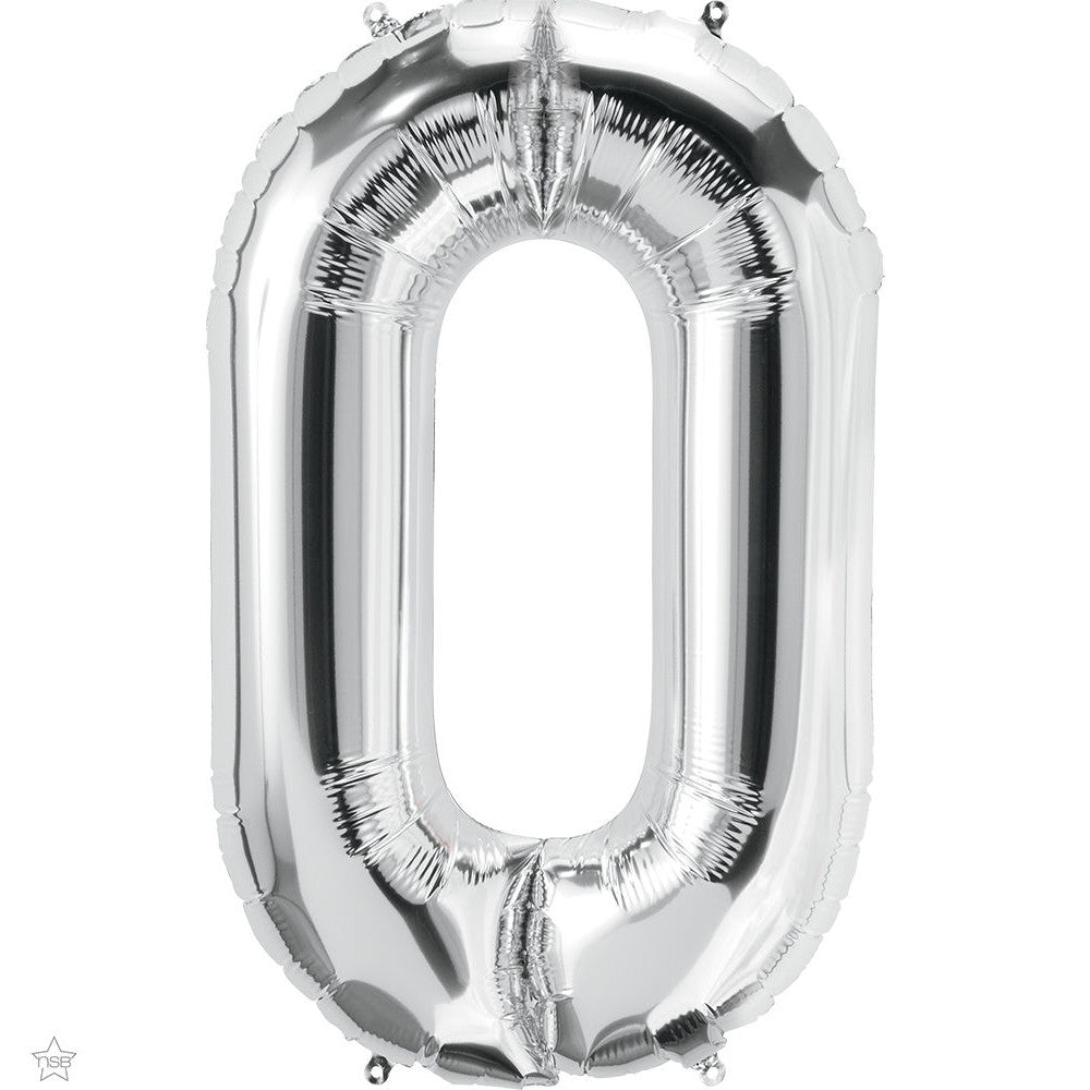 balloon foil number silver zero