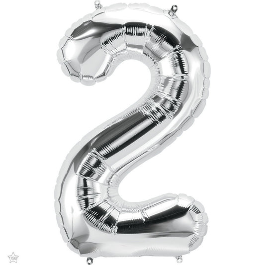 balloon foil number silver two
