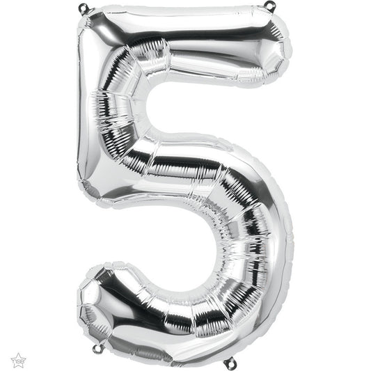 balloon foil number silver five
