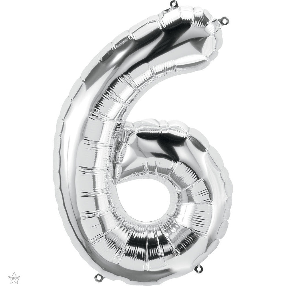 balloon foil number silver six