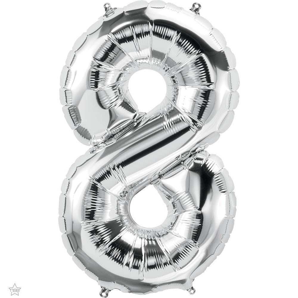 balloon foil number silver eight