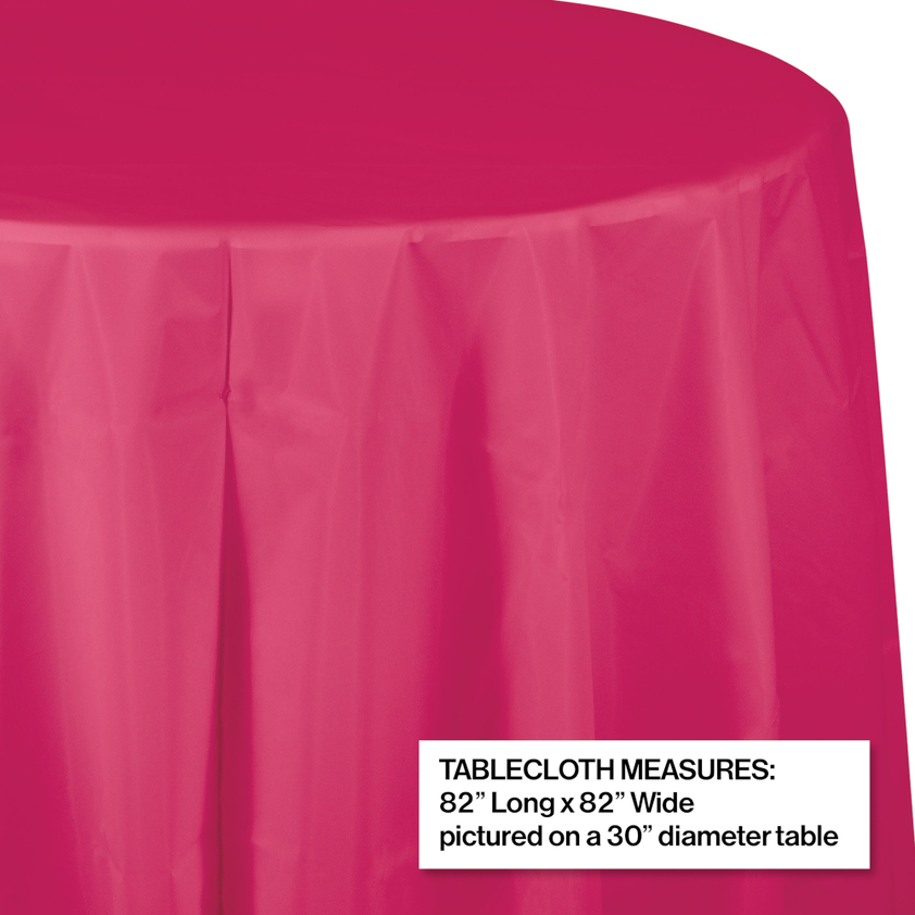 party supplies round table cover plastic hot magenta