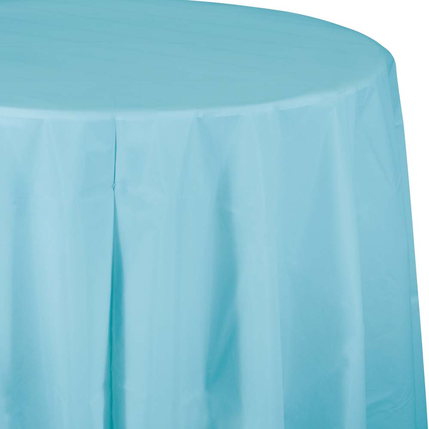party supplies round table cover plastic pastel blue