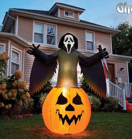 Ghost Face® Pumpkin Lawn Inflate 6 Feet Tall AC Power Cord Included Self Inflating