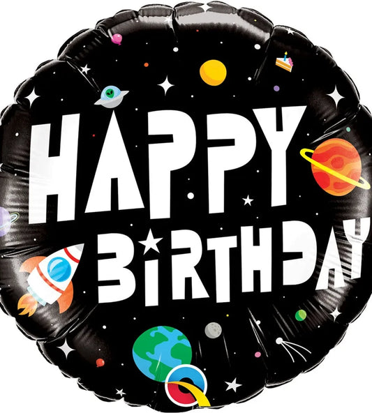 balloon foil birthday astronaut black white