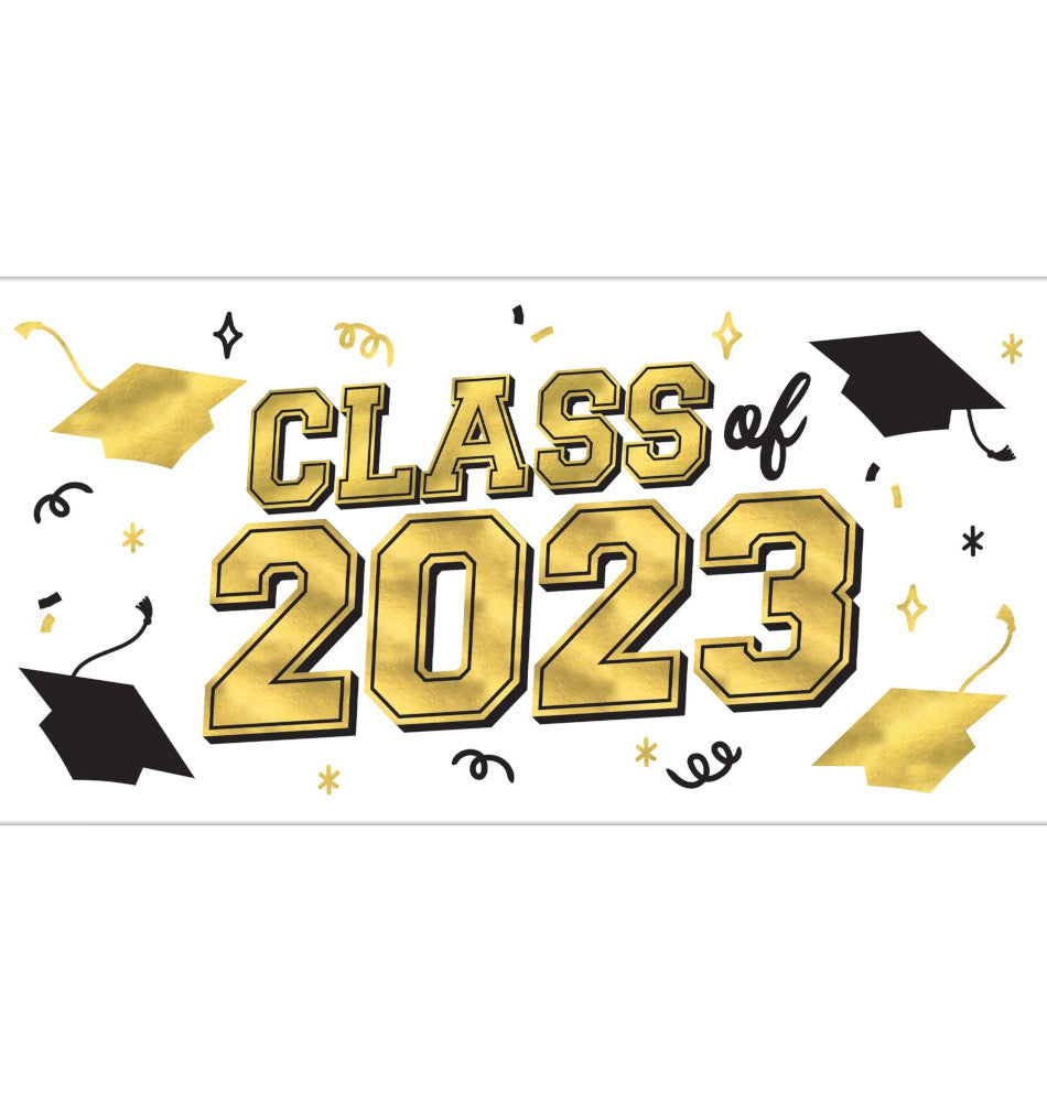 Grad 2023 Large Horizontal Banner - Black, Silver, Gold