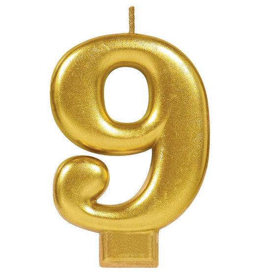 party supplies candle gold number metallic nine