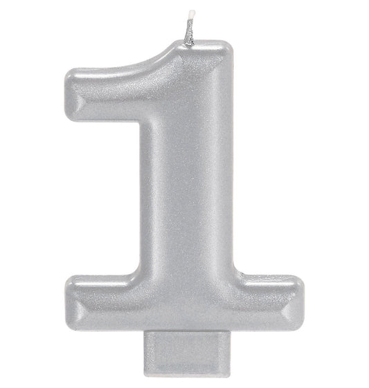 party supplies candle silver number metallic one