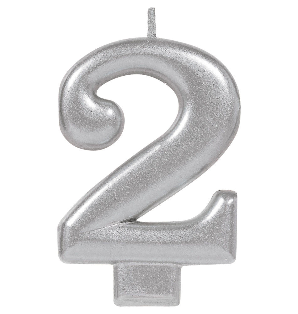 party supplies candle silver number metallic two