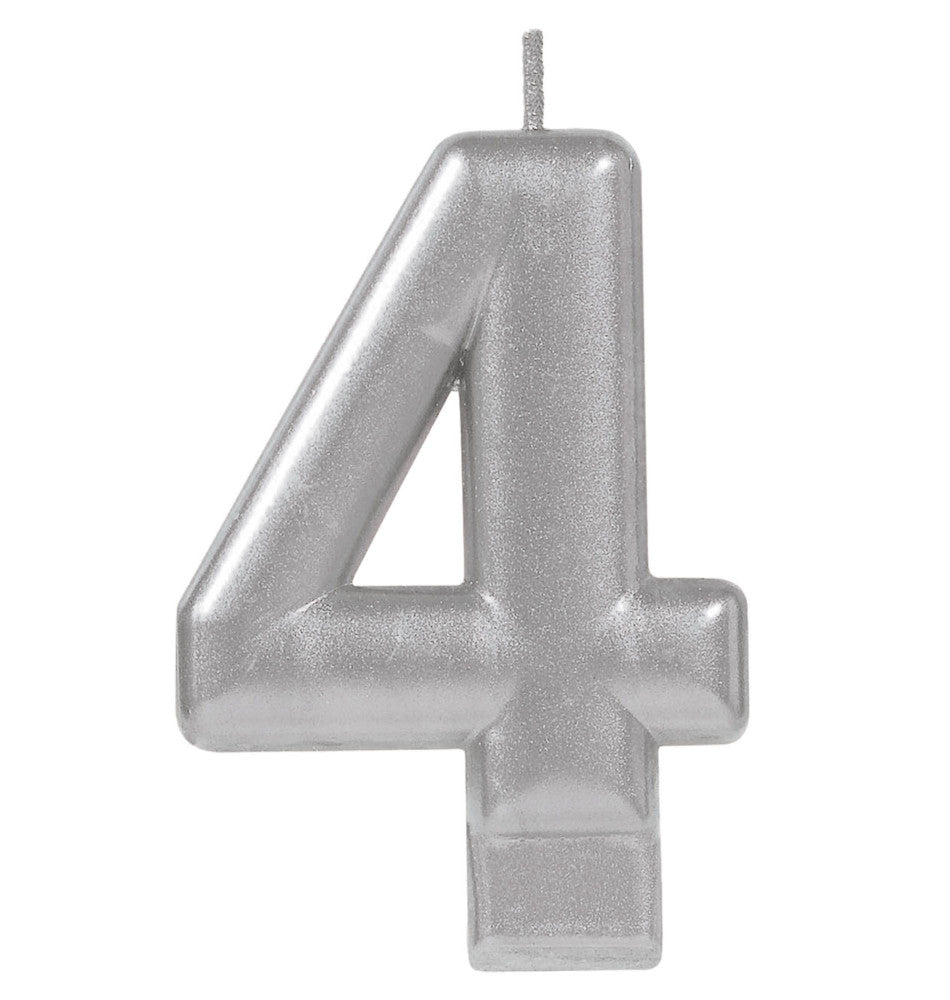 party supplies candle silver number metallic four