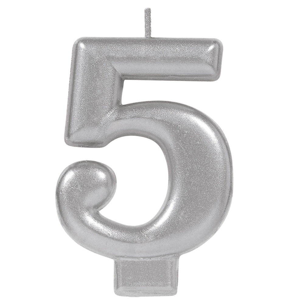 party supplies candle silver number metallic five