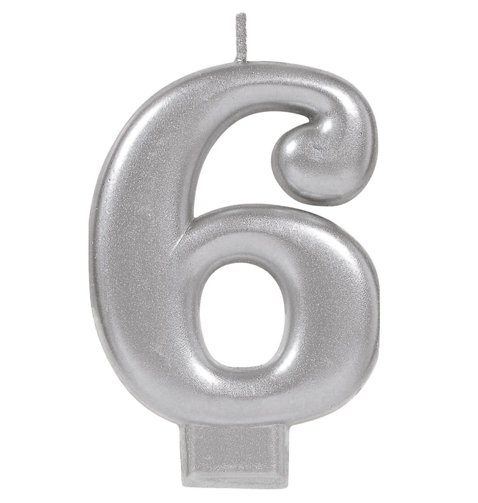 party supplies candle silver number metallic six